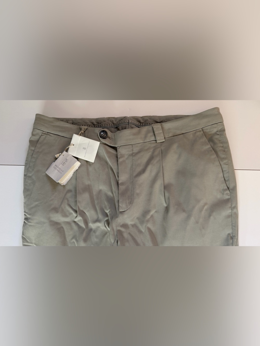 Brunello Cucinelli Men’s Stretch Cotton Pants Gray/Khaki Size 52 NWT $775
